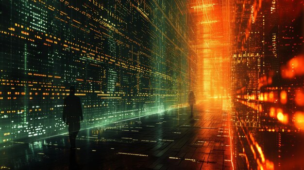 Ein Matrix-Gitter-Hintergrund bietet eine futuristische Umgebung, die die rätselhafte Präsenz der Hacker verbessert