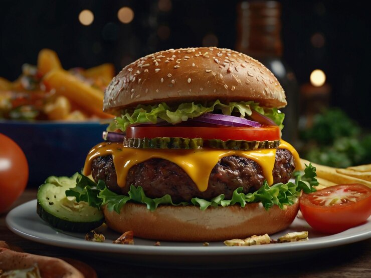 Ein Maxi-Hamburger mit einem Cheeseburger
