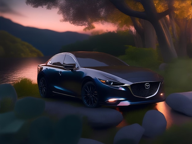 ein Mazda mit Naturhintergrund