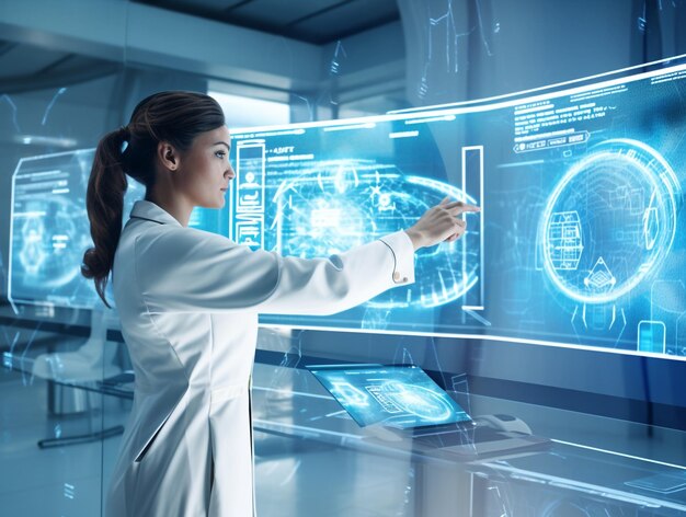 Foto ein medizinischer hinweis auf ein futuristisches computerbildschirmkonzept