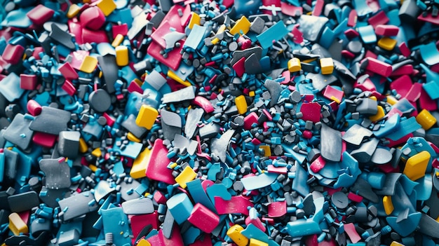 Ein Meer farbenfroher Plastikfragmente veranschaulicht die Auswirkungen des Verbraucherausfalls auf die Umwelt