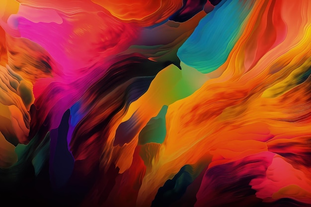 Ein mehrfarbiges abstraktes Gemälde mit generativer KI auf schwarzem Hintergrund