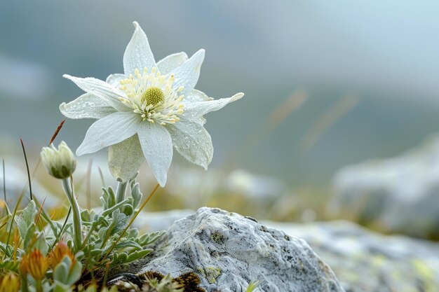 Ein Meisterwerk der alpinen Edelweißblume in Nahaufnahme