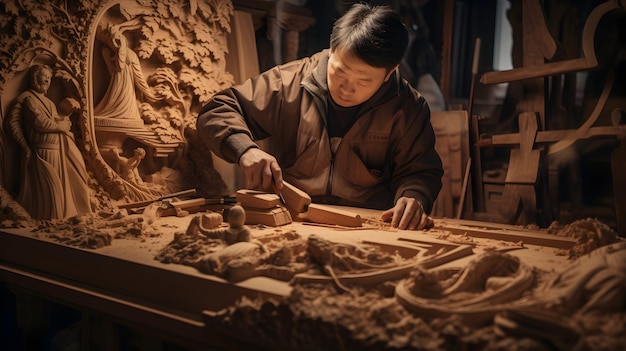 Ein Meisterwerk der Holzschnitzerei, ein Beweis für Präzision und Geschicklichkeit
