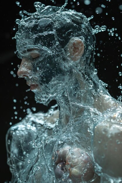 Foto ein menschlicher körper aus wassertropfen der ganze körper