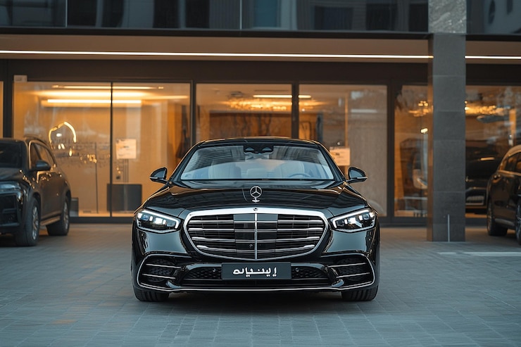 Foto ein mercedes s450 2023 auto vor einem auto