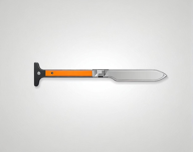 ein Messer mit orangefarbenem Griff