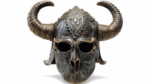 ein Metallhelm mit Hörnern