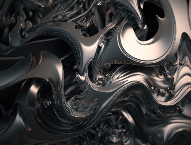 Ein metallischer abstrakter welliger flüssiger Hintergrund Generative KI-Technologie