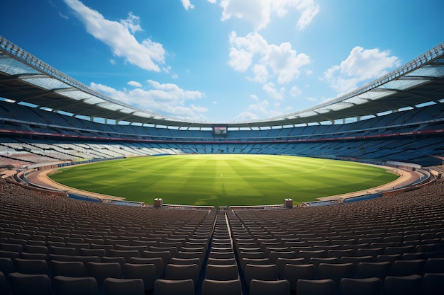 Ein Miniaturbild des Cricket-Stadions für die Weltmeisterschaft mit Cricket- und Fußballstadien