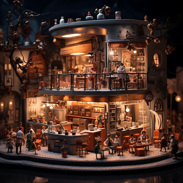 ein Miniaturmodell des Konzepts eines Spielzeugladens zum Internationalen Kaffeetag