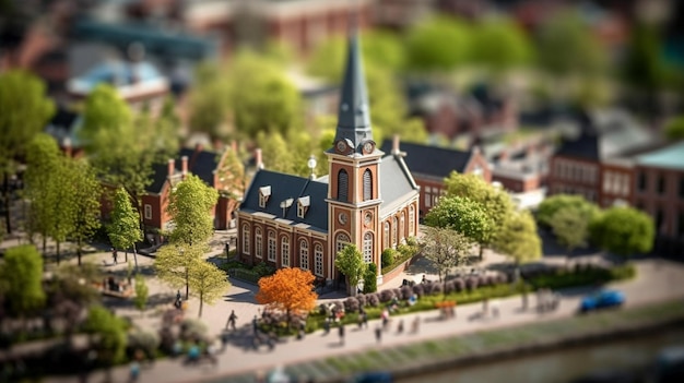 Ein Miniaturmodell einer Kirche in Amsterdam