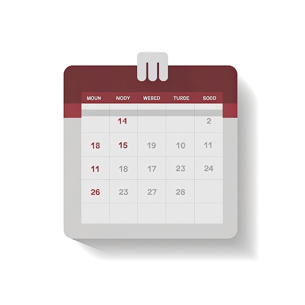 Foto ein minimalistischer rot-weißer kalender auf einem sauberen weißen hintergrund
