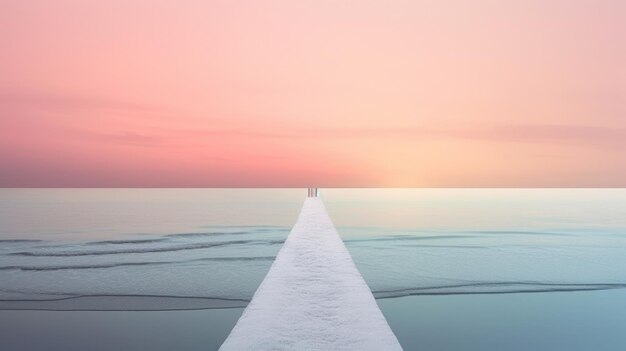 Foto ein minimalistischer winteraufgang oder -untergang mit von der ki generierten pastelltönen