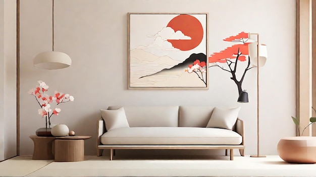 Ein minimalistisches 2D-Kunstwerk, inspiriert von japanischem Design