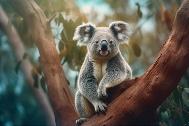 Ein minimalistisches Foto eines Koalas auf isoliertem Naturhintergrund
