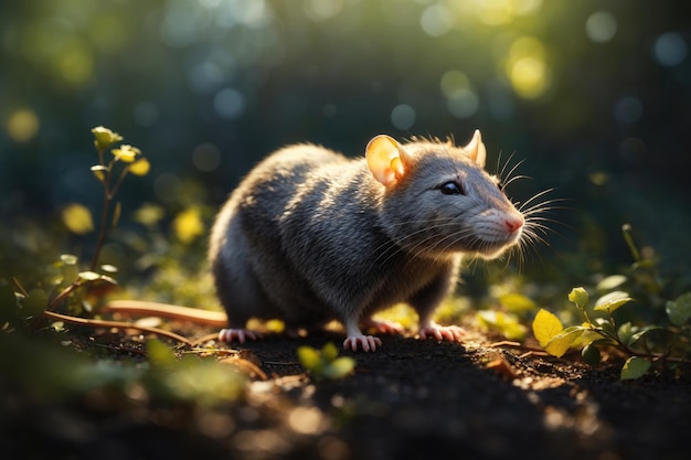 Ein minimalistisches Ölgemälde einer Ratte im Naturhintergrund ai generativ