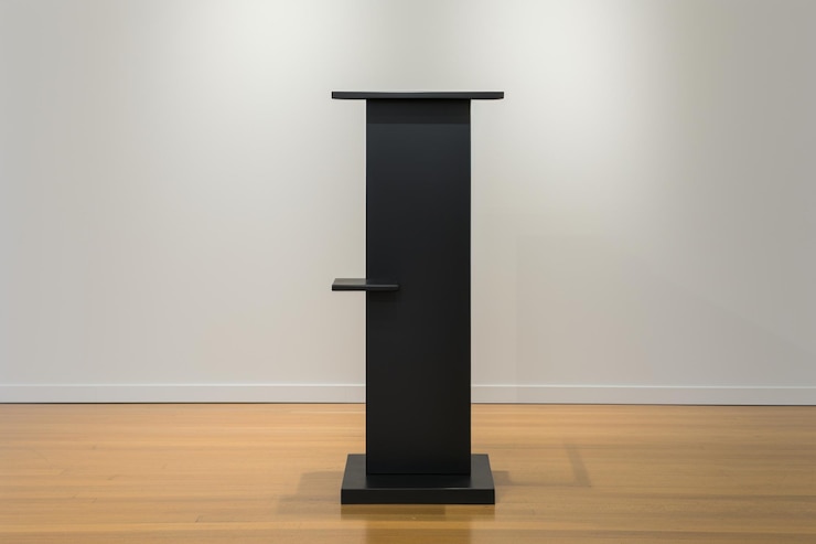 Foto ein minimalistisches schwarzes podium in einer modernen kunstgalerie