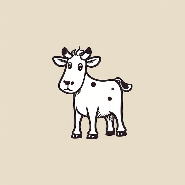 Foto ein minimalistisches zeichentrickfilm-doodle einer kuh