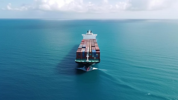 Ein mit Containern gefülltes Schiff im Ozean Generative KI