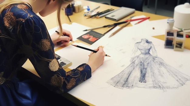 Ein Modedesigner skizziert neue Designs