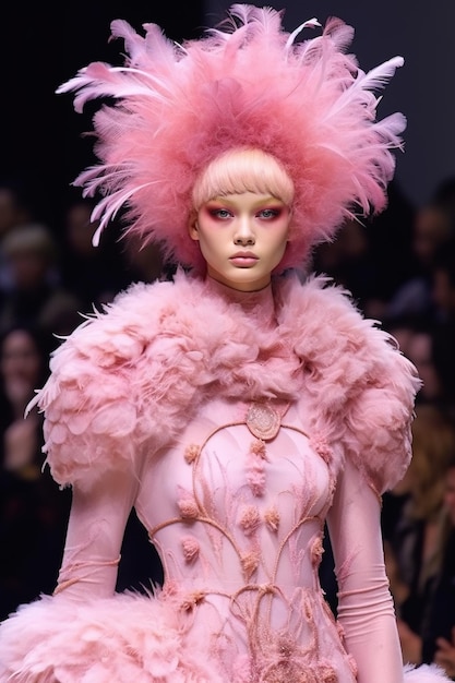 Ein Model trägt ein rosa Outfit