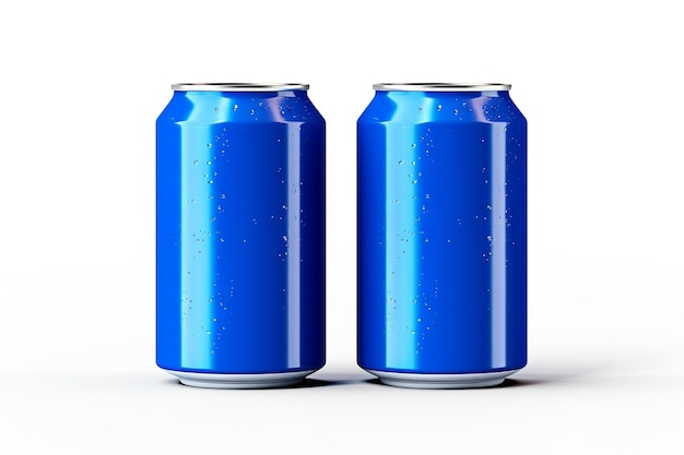 Foto ein modell aus leuchtend blauen aluminiumdosen mit wassertropfen generative ai