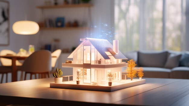 Ein Modell eines Hauses auf einem Tisch Futuristisches Architekturbüro