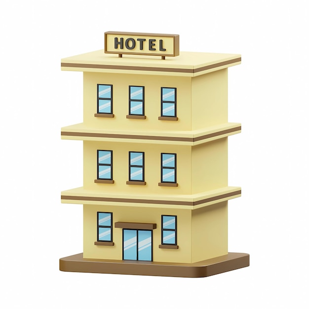ein Modell eines Hotels mit einem Schild, auf dem steht, dass es ein Hotel ist