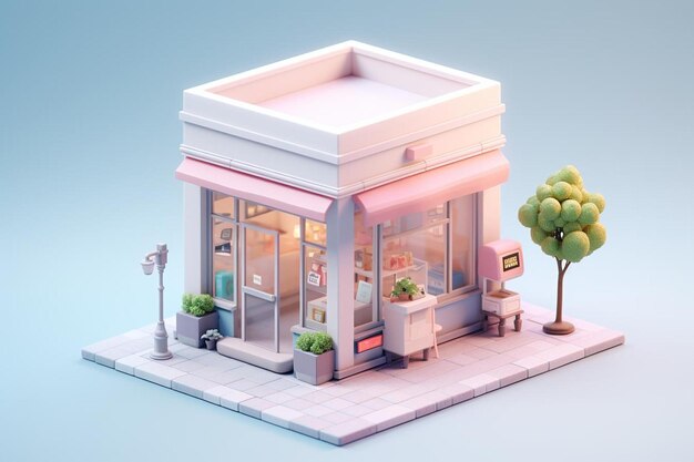 Ein Modell eines Ladens namens Laden namens Laden.