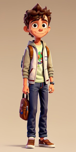 ein Modell eines Mannes mit einem Rucksack und einer Tasche