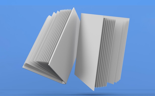 Ein Modell eines offenen und geschlossenen Buches, das über der Oberfläche schwebt.