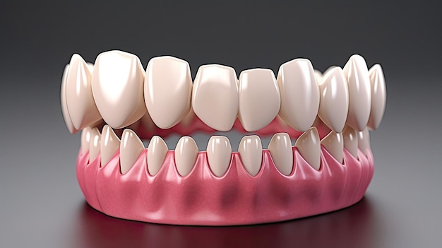 Ein Modell eines Zahns mit rosa Lippe
