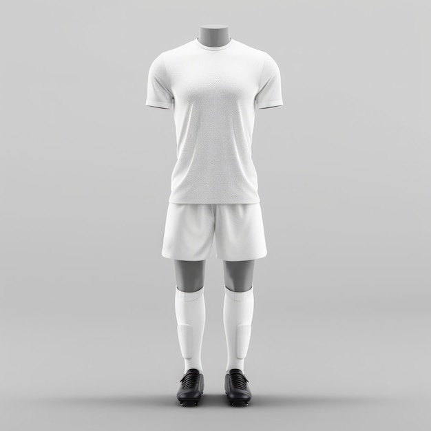 Ein Modell von Fußballhemd und Shorts