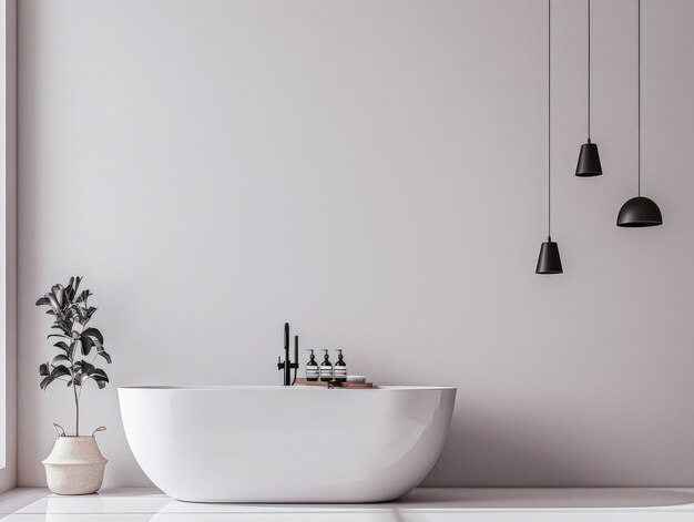 Foto ein modernes badezimmer mit eleganten ansprechungen und neutralen tönen