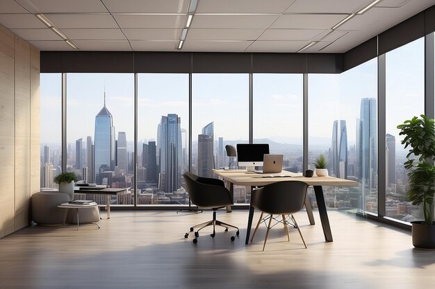 Ein modernes Büro mit Blick auf die Stadt