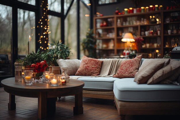 Foto ein modernes interieur, das zu weihnachten dekoriert wurde