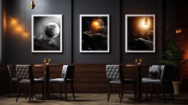 Ein modernes, minimalistisches Café-Interior ist für einen Treffpunkt geeignet