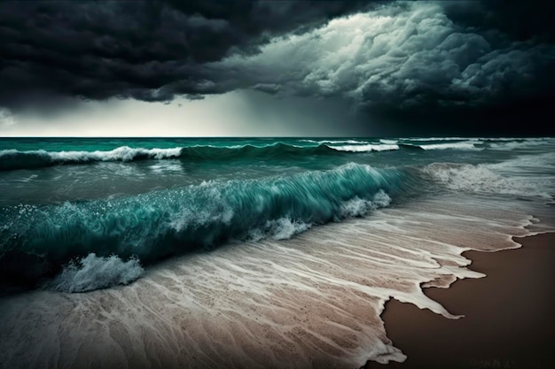 Ein Moment vor dem Sturm, Meer und Strandhintergrund, realistisches Foto