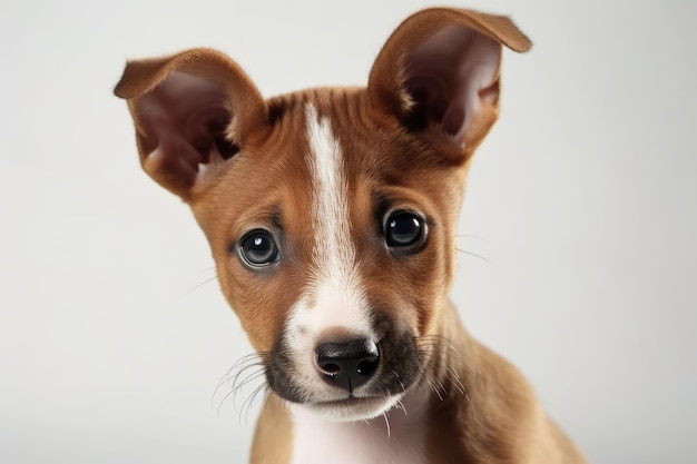 Ein Monat alter Basenji-Hündchen auf weißem Hintergrund