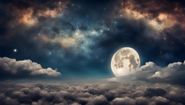 ein Mond am Himmel mit Wolken und Mond