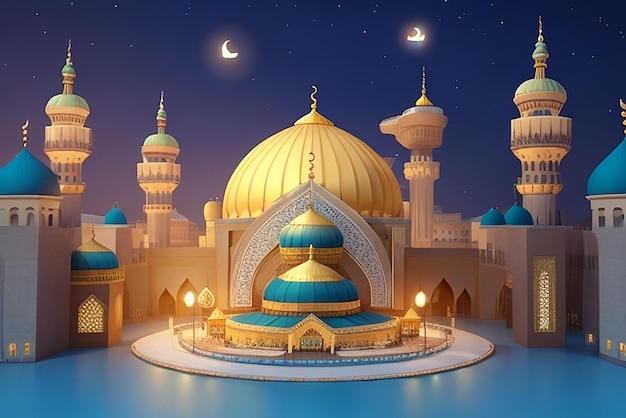 Ein Mond ist über einer islamischen Ramadan-Kareem-Karte sichtbar.