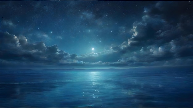 ein Mond leuchtet durch den Nachthimmel über dem Ozean