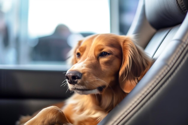 Ein müder Hund ruht zu Hause auf einem Sofa. Ai erzeugt