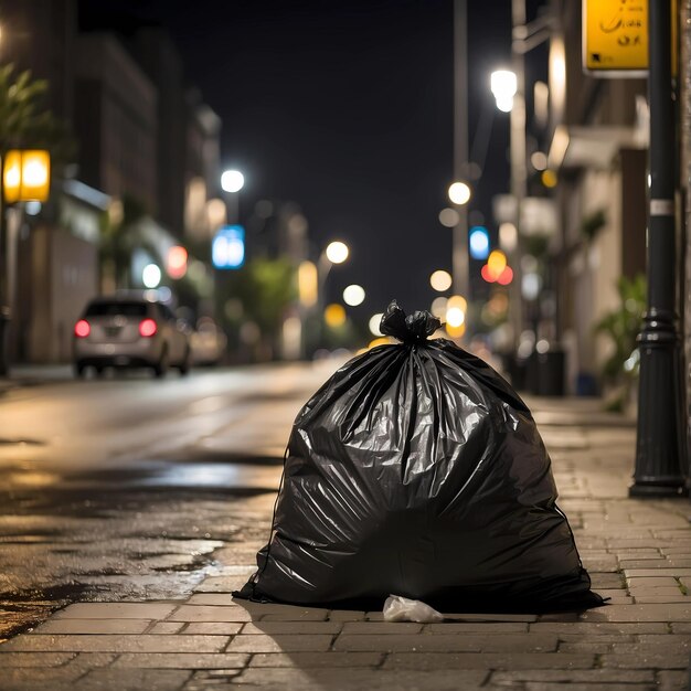 Ein Müllbeutel, der auf die Straße geworfen wurde