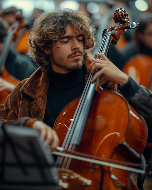 Ein Musikklassenzimmer mit Schülern, die Tapeten spielen