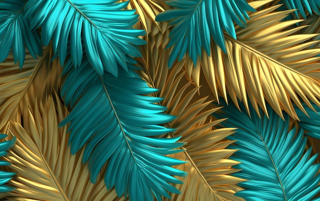 Ein Muster aus Blättern und Palmblättern.