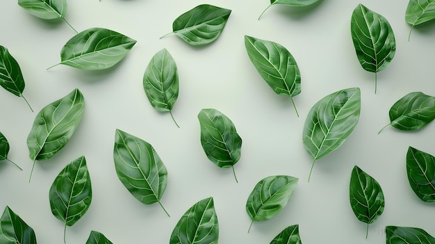 Ein Muster aus grünen Blättern auf weißem Hintergrund