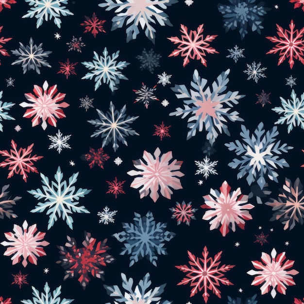 ein Muster aus Schneeflocken auf schwarzem Hintergrund