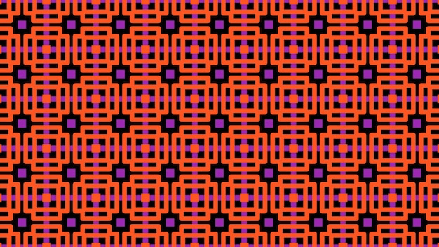 Ein Muster mit Quadraten und Quadraten in Orange und Lila.